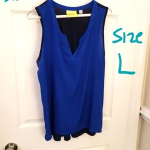 Sleeveless tank /shell. Mixed media